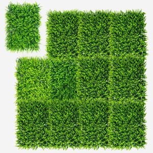 COSTWAY 12ks Umělá rostlina Wall Hedge Ivy Leaves Privacy Screen Hedge Plant Windbreak pro zahradníImitace (60x40cm)
