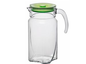 Glaskaraffe Krug Saftkrug Wasserkrug mit Deckel 1,7L Kanne Wasser Saft Luna