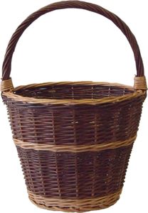 Dehner Weidekorb mit Tragegriff, Erntekorb, Kaminkorb, Ø 38 cm, Höhe 53 cm, Weide, braun