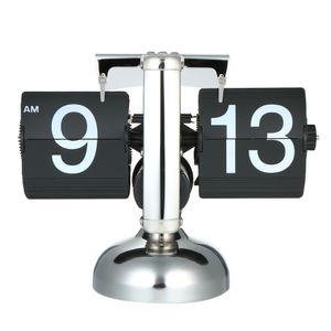 Stolní hodiny Flip Clock Retro Alarm Clock Grandfather Clock, nerezová ocel Flip Internal Gear, Flip Digital Clock Display - evropský styl dekorace stolních hodin, černá barva