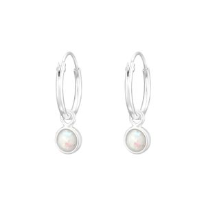 1 Paar 925 Sterling Silber Creolen Ohrringe mit synthetischem Opal