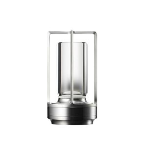 Kabellose dimmbare LED Akku Tischleuchte Touch Tischlampe Lampe Wohnzimmer Nachttischlampen Dreifarbiges Licht Silber1