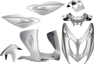 Verkleidungskit TNT 7-teilig für MBK Nitro Naked, Yamaha Aerox Cat 50 / 100 ccm Bj. 1999 - 2003, Farbe:Silber