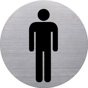 helit piktogram "WC muži" priemer: 115 mm strieborná