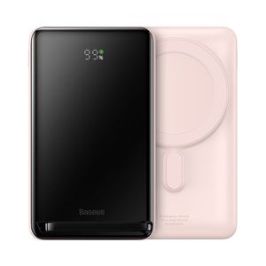 Baseus Magnetic Bracket Power Bank mit MagSafe Wireless Charging 10000mAh 20W Overseas Edition Pink (PPCX000204) + USB Type C Baseus Xiaobai Series 60W 0.5m