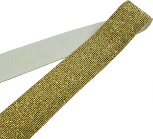 1m Meterware Glitzer-Gummiband 40mm Gummiband Glitzer Band Gummilitze, Farbe:gold