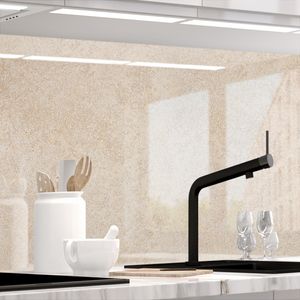 Küchenrückwand selbstklebend Matt-Optik - SANDSTEIN TRAVERTIN - 1.8mm, versteift, alle Untergründe, Hart PET Material, PREMIUM 60 x 500cm