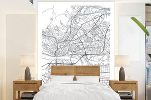 MuchoWow® Fototapety pre obývaciu izbu alebo spálňu tapety vinylové motív tapety Mapa - Bratislava - Slovensko - čiernobiela 175x240cm