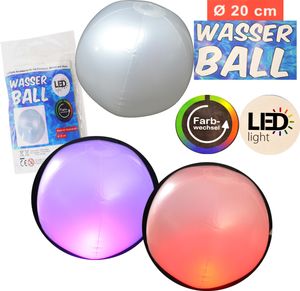 Wasserball Strandball LED Farbwechsel Aufblasbarer Ball ca.20cm Transparent Wasserball Strandball LED Farbwechsel Aufblasbarer Ball ca.20cm Transparent