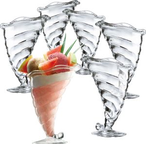 Bormioli 6er Set Fortuna Eisbecher mit Fuß 200ml Klar-Glas Dessert-Gläser Schale