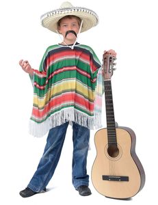 Mexikanischer Kinder-Poncho Kostümzubehör 53 x 103 cm bunt