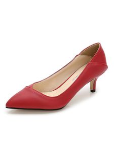 Damen Mode High Heels Nicht-Schlupf Kleiderschuh Komfort Pointy Toe Mid Heels Büro Rot,Größe:EU 44