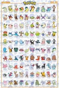 Pokemon - Johto Pokemon - TV Serie Spiel Poster Druck - Größe 61x91,5 cm