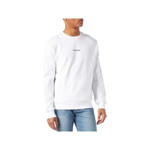 Calvin Klein Herren Sweatshirt Sweater Pulli Pullover mit Rundhalsausschnitt, Größe:M, Farbe:Weiß