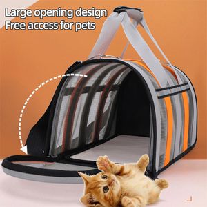 Hundetasche Transportbox, Atmungsaktive Faltbare Hundebox, Katzen transportboxen,Hundetransportboxen mit Schultergurt weich gepolstert (orange)