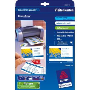 AVERY Zweckform Quick & Clean Visitenkarten satiniert ultraweiß 220 g/qm 100 Stück