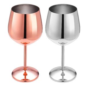 2ks 550ml sklenice na víno růžové zlato + stříbrná nerezová ocel na víno měděné sklenice na červené víno nerozbitné sklenice na víno