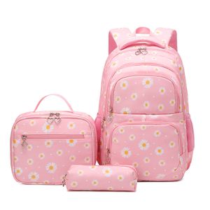 Školský batoh Dievčatá Teenage Dámska školská taška Batoh Set Daisy Školská taška s obedovou taškou a peračníkom, ružová, Daisy