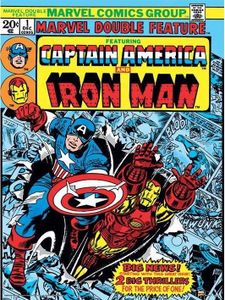 Marvel Comics - bedruckt "Captain America And Iron Man" PM8936 (40 cm x 30 cm) (Rot/Gelb/Blau)