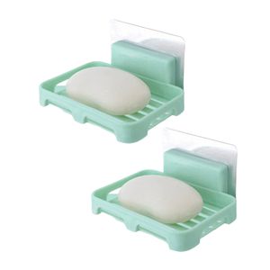 2 PCS/SET -SOAP -Box Keine Bohrungen einfach zu installieren belüftete, abgelassene, wand montierte Duschseife Halter für Badezimmer-Grün