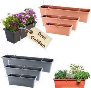 Blumenkasten Fensterbank Außen Blumenkasten Balkongeländer Balkonkasten mit Wasserspeicher Metall Halterung Pflanzkasten Outdoor 60 cm anthrazit