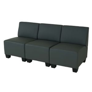 Modular 3-Sitzer Sofa Couch Lyon, Kunstleder  dunkelgrau, ohne Armlehnen