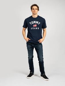 Tommy Jeans Herren USA-Flaggen-T-Shirt, Blau S