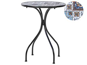 BELIANI Zahradní bistro stůl černý kovový železný kulatý 60 cm mozaikový vzor vintage styl venkovní nábytek