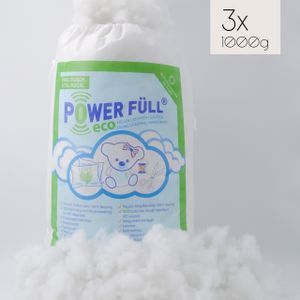 Power Füll® eco weiß | 3kg 3x 1kg Nachhaltige Füllwatte | Spielzeugnorm  | Waschbar bis 40°C | Bastelwatte | Kissenfüllung | Stopfmaterial