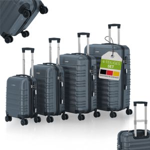 Juskys Hartschale Kofferset Reisekoffer 4 teilig - Zahlenschloss, geräuscharme 360° Rollen groß, Teleskopgriff, leicht - Koffer in Anthrazit Juskys Hartschale Kofferset Reisekoffer 4 teilig - Zahlenschloss, geräuscharme 360° Rollen groß, Teleskopgriff, leicht - Koffer in Anthrazit
