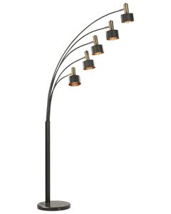 BELIANI Stehlampe Schwarz und Gold Eisen 210 cm 5-flammig Verstellbare Schirme Langes Kabel mit Schalter Bogenlampe Industrie Look Modern