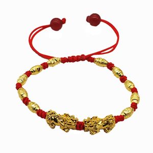Uni Feng Shui Amulett Pi Xiu Charm Perlen geflochtenes Seil Armband Armreif Geschenk-Weiblich