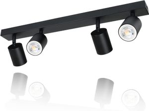 ZMH LED Deckenleuchte Schwarz Deckenstrahler: GU10 Deckenlampe Spots 4 Flammig 330°Schwenkbar Deckenspots Modern Flurlampe  Ohne Leuchtmittel