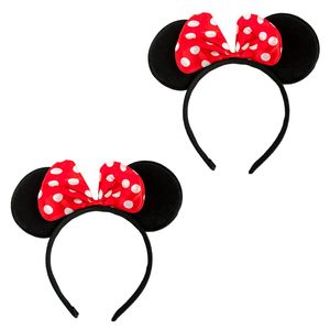 Oblique Unique 2x Haarreif Haarreifen Maus Mouse Ohren mit Schleife Fasching Karneval - rot