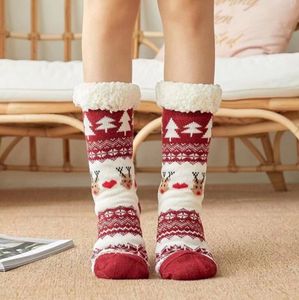 Vánoční ponožky zvířecí, teplé ponožky vánoční, plyšové ponožky pro ženy, ponožky do boudy Vánoční ponožky s plyšovou podšívkou a protiskluzovými nopky, zimní ponožky pro ženy dárky