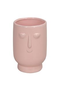 Blumentopf mit Gesicht Übertopf rosa Keramik Topf Vase Pflanztopf Ø12x11,5cm H17cm