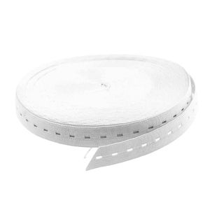 25m Knopfloch Gummiband Lochgummi Knopflochgummiband, Wähle Breite und Farbe, Größe:20mm, Farbe:weiß