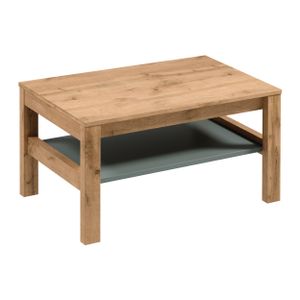 AX LIVING Wohnzimmer Tisch Iseonia ST – 90 cm breit, Eiche Wotan/Green