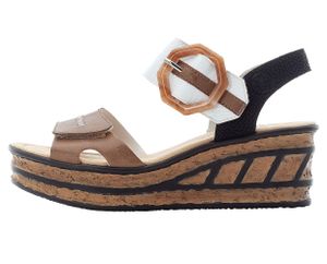 Rieker Damen Sandalen Sandaletten Keilabsatz 68176-64, Größe:40 EU, Farbe:Beige