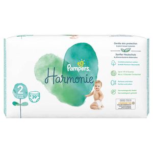 Pampers Harmonie Größe 2, 39 Windeln, 4 kg-8 kg, sanfter Hautschutz e pflanzliche Inhaltsstoffe, wichtige Verpackung