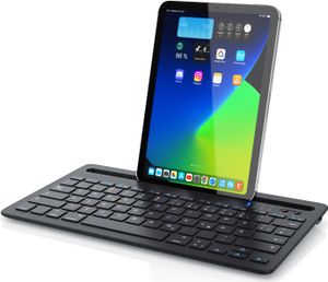 Aplic Bluetooth Tastatur mit Tablet Halterung für iOS, Android, Windows QWERTZ Layout / mit Akku