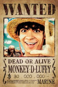 Poster One Piece Netflix Wanted Monkey D Luffy 61x91.5cm