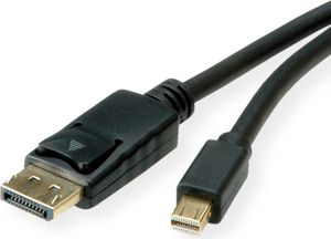 ROLINE Mini DisplayPort kábel, v1.4, mDP - DP, ST - ST, čierny, 2 m