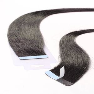hair2heart Tape Extensions Human Hair Straight - 10 pásků 2,5g 50cm Black