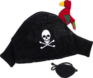 BestSaller 1322 Piratenhut mit Papagei & Augenklappe, schwarz
