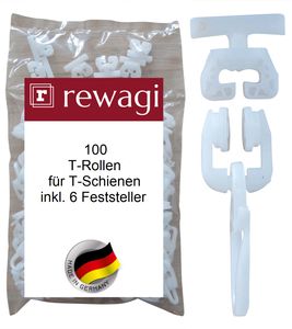rewagi 100 T-Rolle mit Faltenhaken - inkl. 6 Feststeller für T-Schienen - SLU