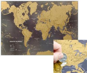 mit Statusen und Schabrammen Weltkarte zum Kratzen 82 x 59 cm