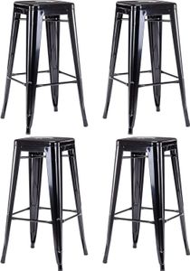 Duhome Barhocker Eisen Barstühle 4er Set, Sitzhöhe 76cm Tresenhocker, Stapelbar Metall Bistrohocker mit Fußstütze im Industry Design, Schwarz Duhome Barhocker Eisen Barstühle 4er Set, Sitzhöhe 76cm Tresenhocker, Stapelbar Metall Bistrohocker mit Fußstütze im Industry Design, Schwarz