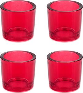 Teelichthalter Glas 6,5x6cm rot 4er Set
