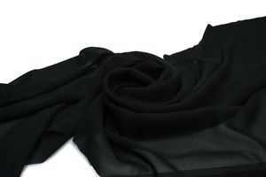 Hladký šifón, voálová tkanina, čierna, 50 x 150 cm